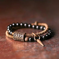 Thumbnail for Black Obsidian Brass Bracelet