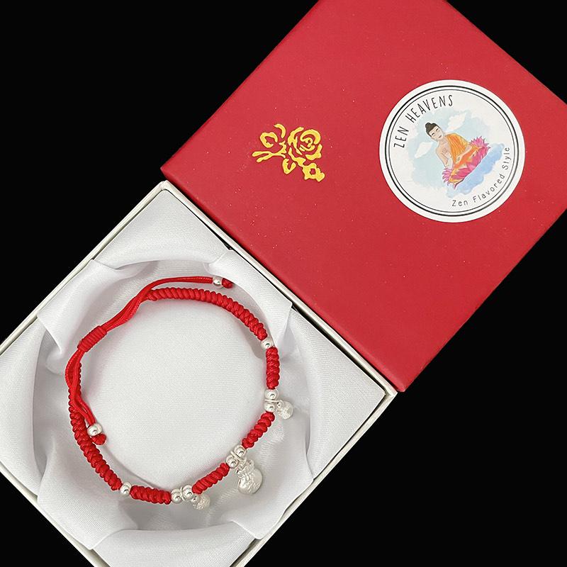 Sterling Silver Money Energy Bag 💰 WEALTH Red Rope Bracelet