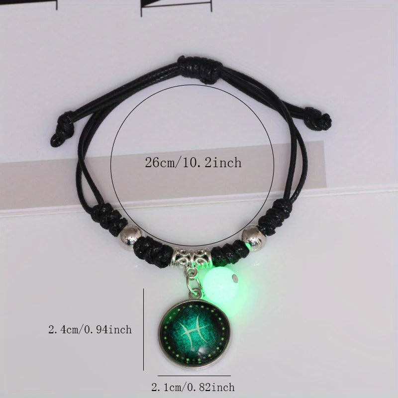 Zodiac Constellation Glow In The Dark Bead Bracelet