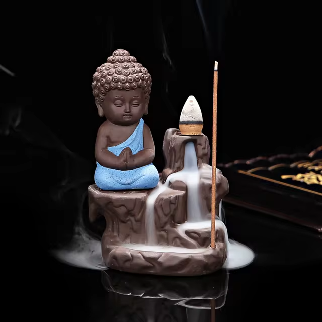 Calming Staggered Waterfall and Buddha Incense Burner YourSoulPlace