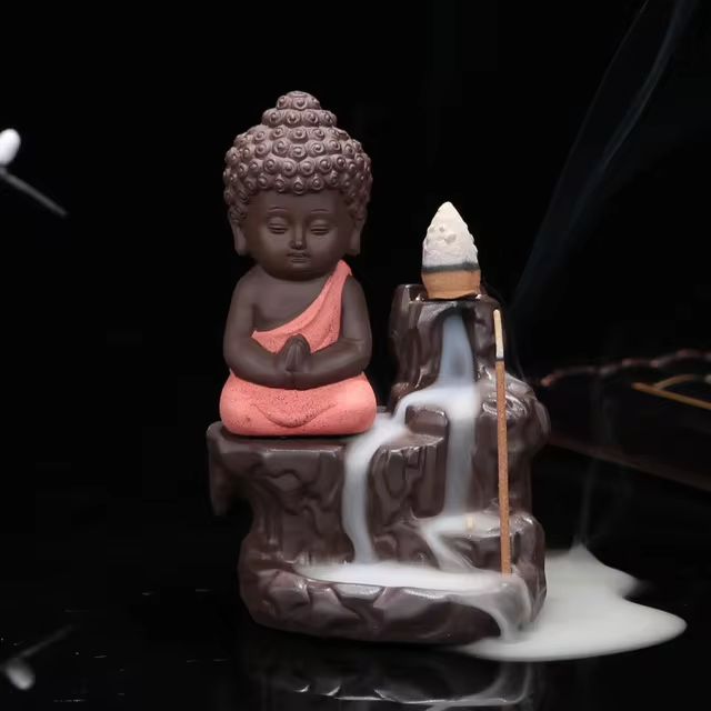 Calming Staggered Waterfall and Buddha Incense Burner YourSoulPlace