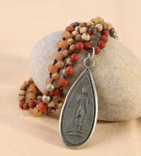 Thumbnail for Ancient Style Thai BUDDHA AMULET , Red Jasper & Chalcedony 'SPICY HOT' Necklace