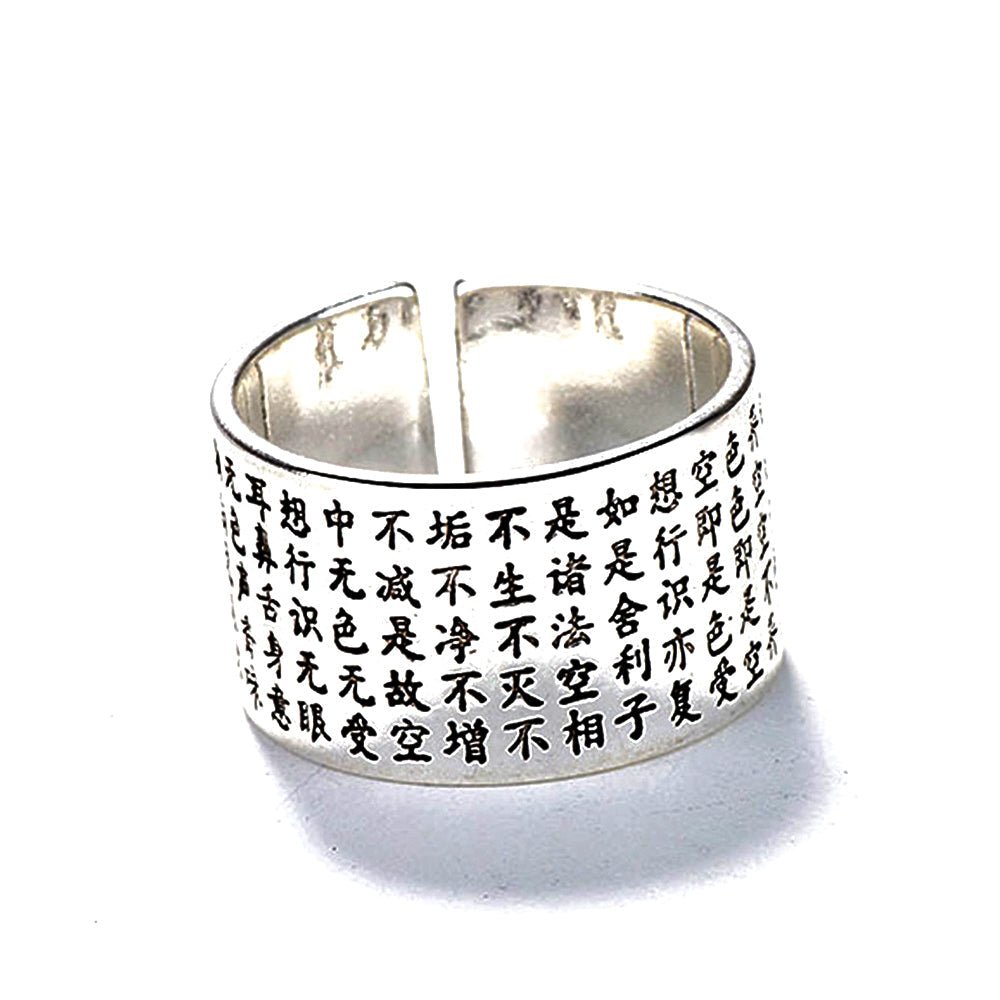 Buddhist's Wealth & Protection Amulet Scripture Open Ring