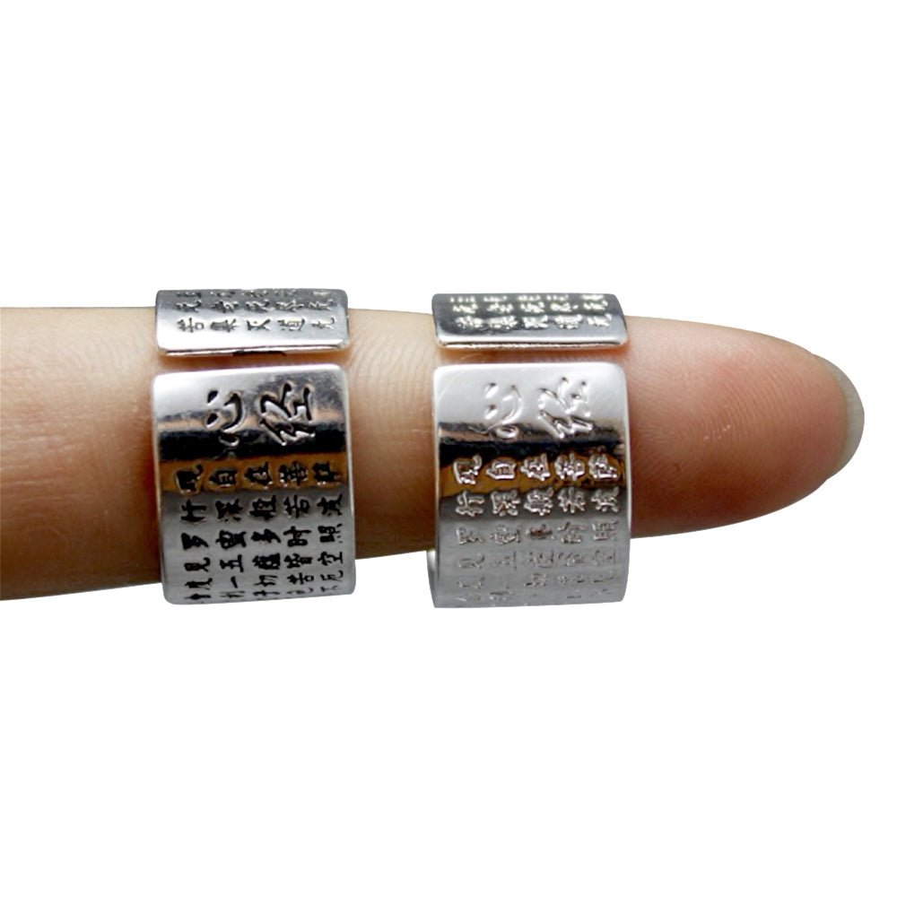 Buddhist's Wealth & Protection Amulet Scripture Open Ring