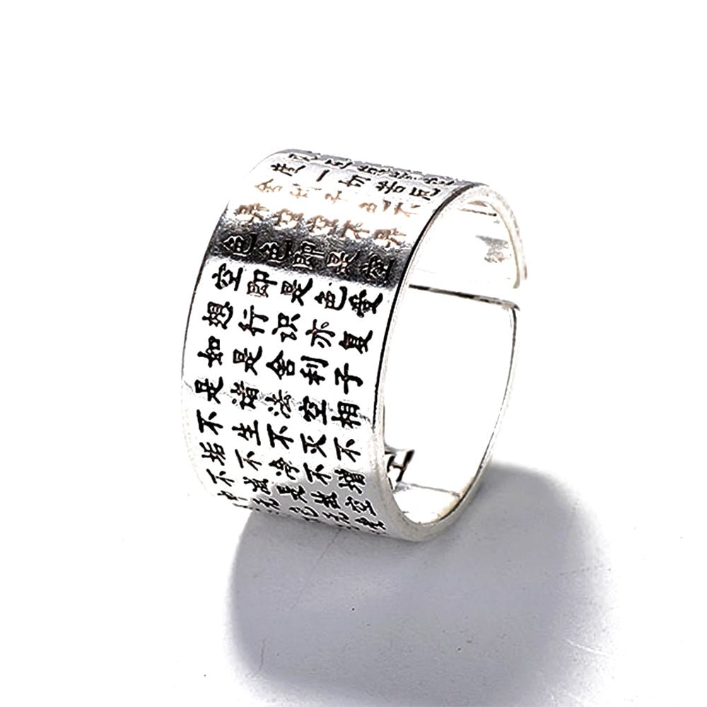 Buddhist's Wealth & Protection Amulet Scripture Open Ring