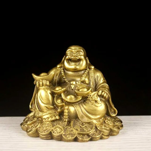 Pure Copper Laughing Buddha Auspicious Ornament YourSoulPlace