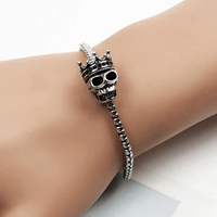 Thumbnail for Silver & Zirconia Men's Skull King Bracelet-6