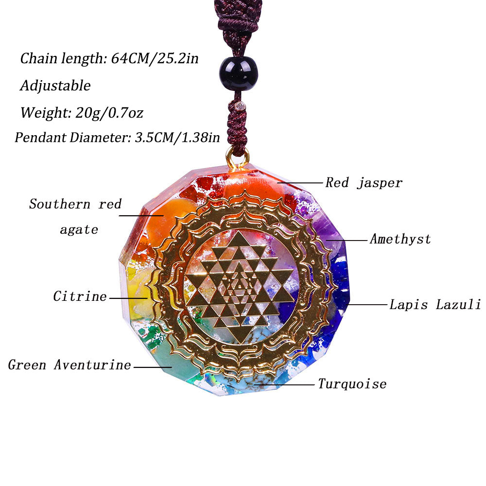 Sacred Sri Yantra Orgonite Chakra Necklace YourSoulPlace.com