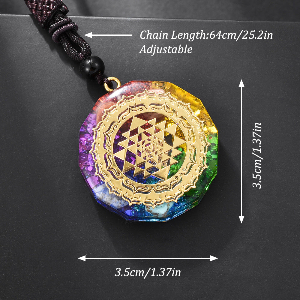 Sacred Sri Yantra Orgonite Chakra Necklace YourSoulPlace.com