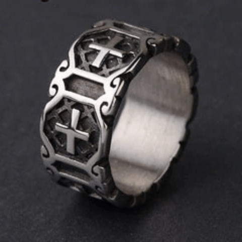 Men's Classic Stainless Steel Cross Ring