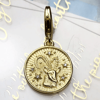 Thumbnail for Silver & Zirconia CAPRICORN Zodiac Charm in Gold