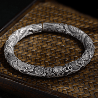 Thumbnail for Ethnic Thai Silver Men's Auspicious Dragon Bangle