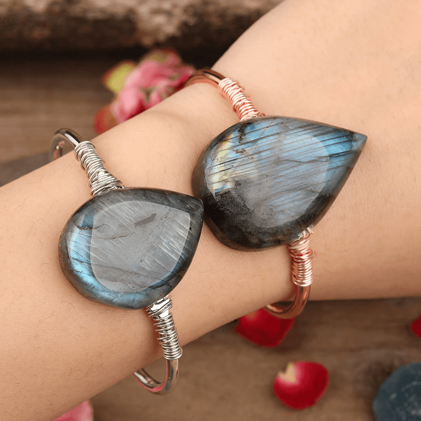 Natural Labradorite Tear Drop Hand Crafted Bracelet