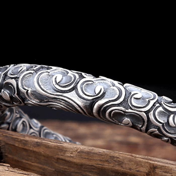 Ethnic Thai Silver Auspicious Cloud Bangle