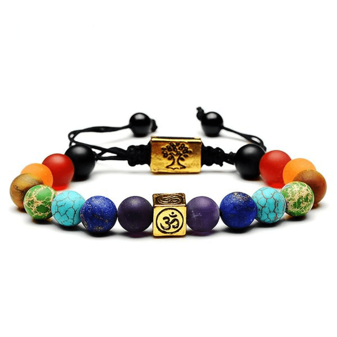 Colorful 7 Chakra Om & Tree of Life Charm Bracelet