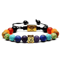 Thumbnail for Colorful 7 Chakra Om & Tree of Life Charm Bracelet