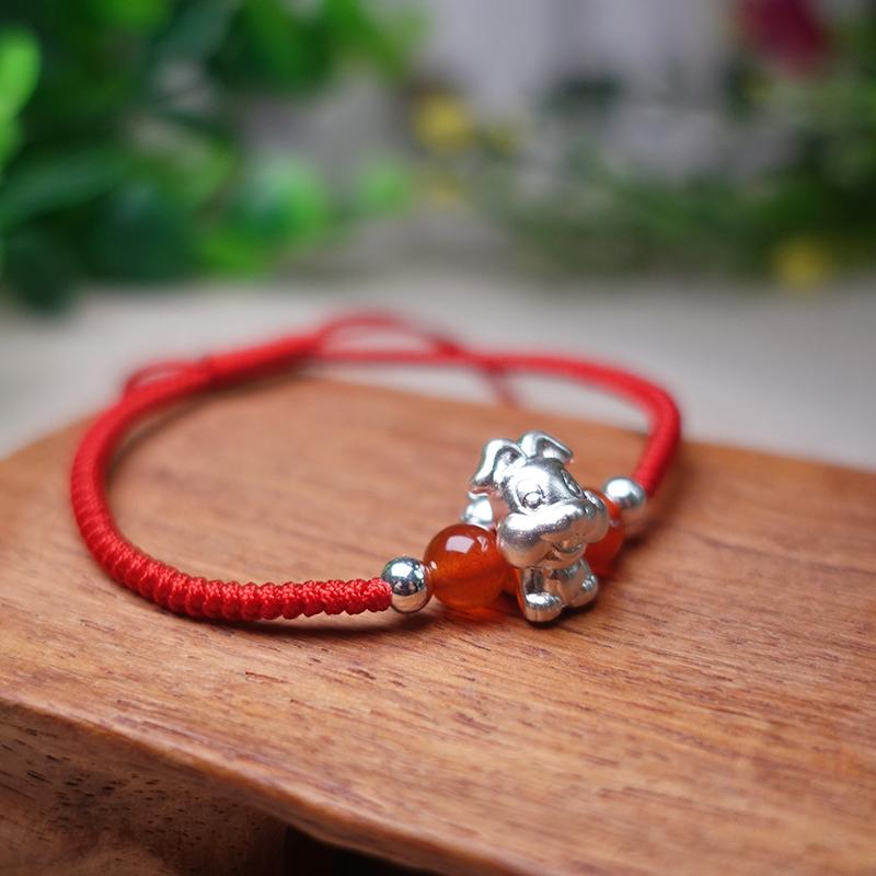 2022-The Year of the TIGER  ! Pure 999 Silver Chinese Zodiac Animal Red Rope bracelets