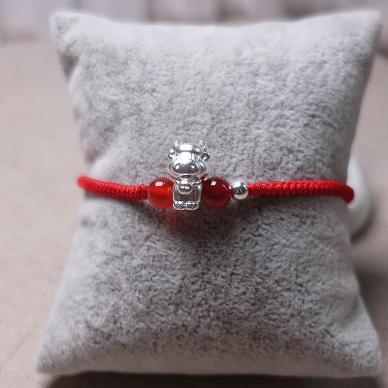 2022-The Year of the TIGER  ! Pure 999 Silver Chinese Zodiac Animal Red Rope bracelets