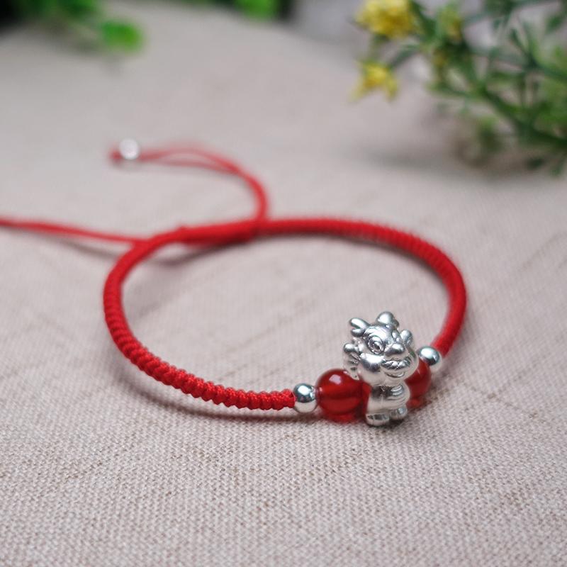 2022-The Year of the TIGER  ! Pure 999 Silver Chinese Zodiac Animal Red Rope bracelets