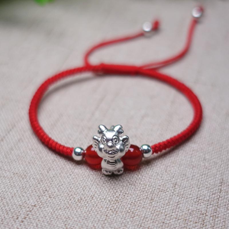 2022-The Year of the TIGER  ! Pure 999 Silver Chinese Zodiac Animal Red Rope bracelets