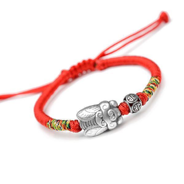 Ethnic Tibetan 925 Silver Cicada TRANSFORMATION Rope Bracelet