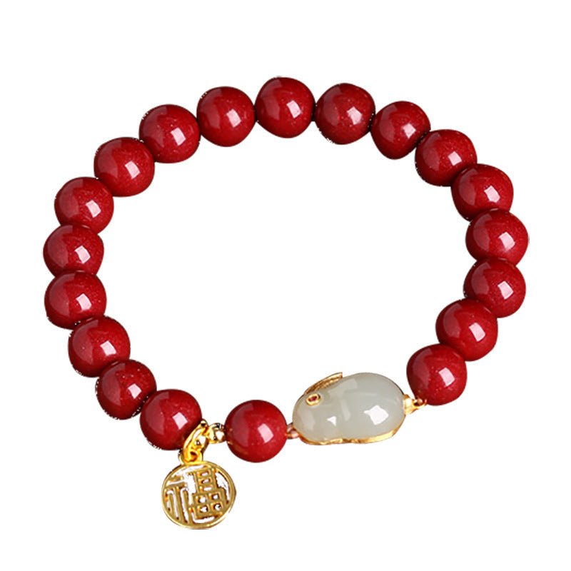 Cinnabar Jade Rabbit Bracelet