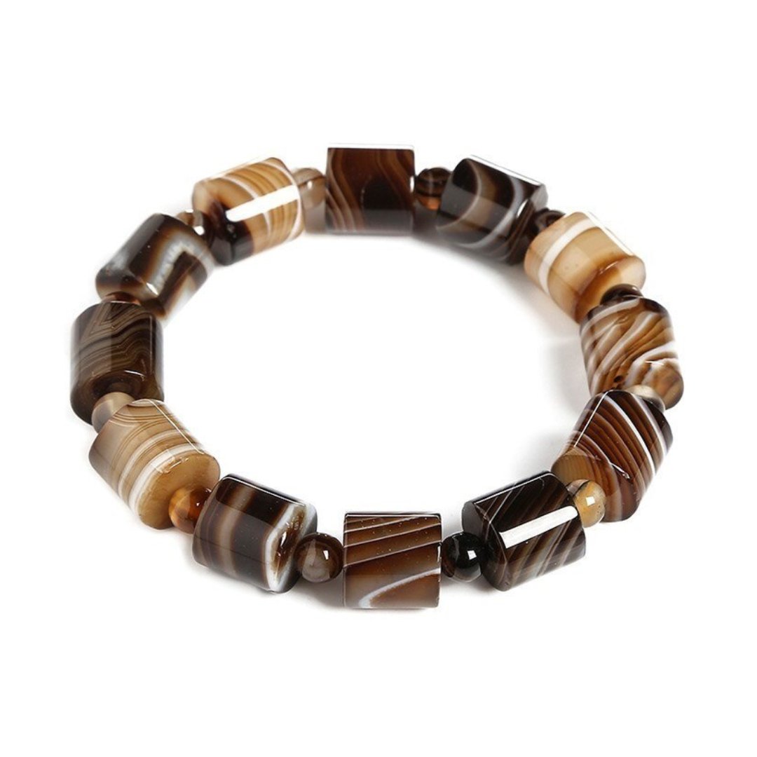 Coffee Lace Natural Agate Bracelet