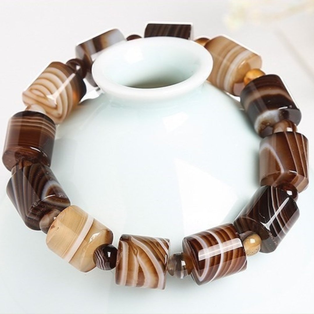 Coffee Lace Natural Agate Bracelet