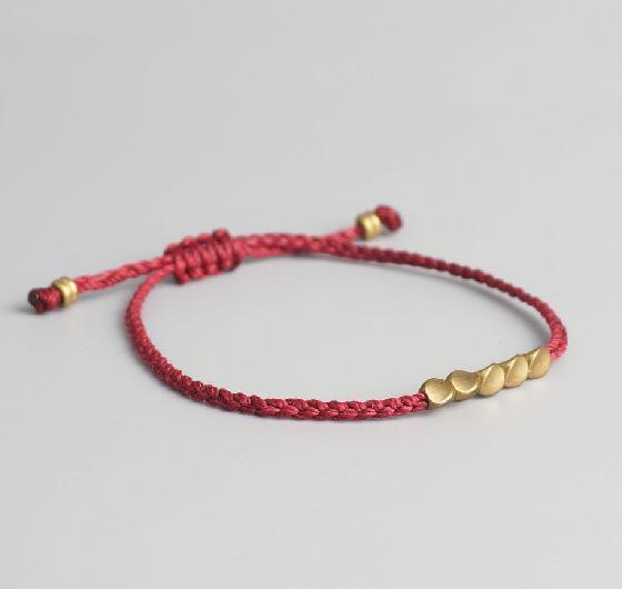 Handmade Tibetan  Buddhist Copper Bead Lucky Rope Bracelet