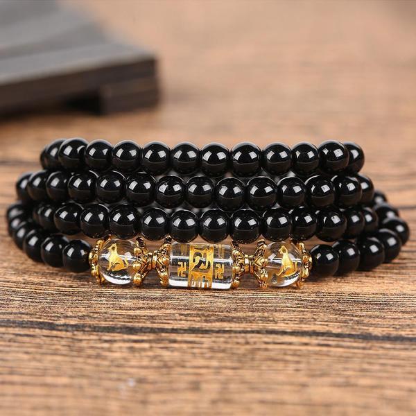 2022- YEAR of the TIGER Obsidian Chinese Horoscope Animal Wrap Bracelet