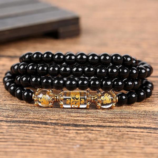 2022- YEAR of the TIGER Obsidian Chinese Horoscope Animal Wrap Bracelet