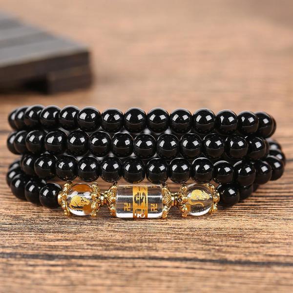 2022- YEAR of the TIGER Obsidian Chinese Horoscope Animal Wrap Bracelet