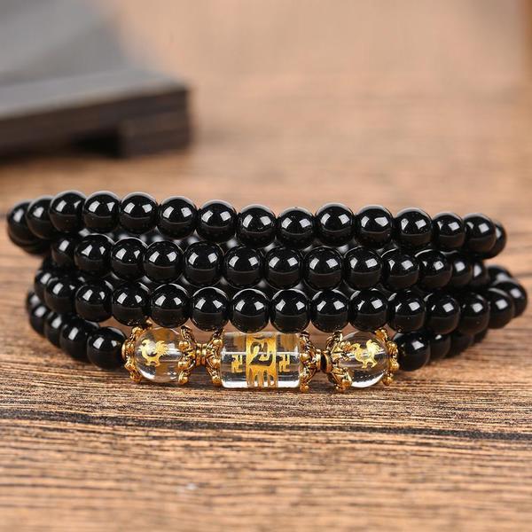 2022- YEAR of the TIGER Obsidian Chinese Horoscope Animal Wrap Bracelet