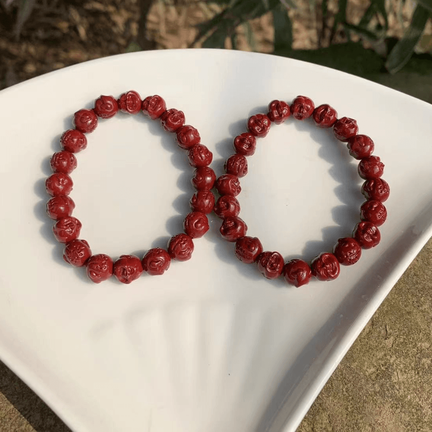 Auspicious Laughing Buddha 'PROSPERITY' Cinnabar Bracelet