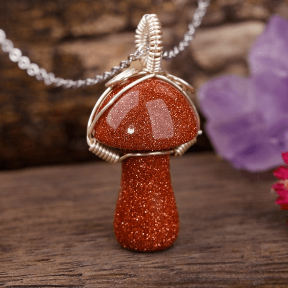 Natural Stone Toad Stool Mushroom Necklace