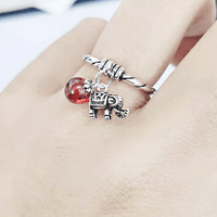 Thumbnail for THAI SILVER Elephant & Natural Red Agate 'RELY ON ME'  Ring