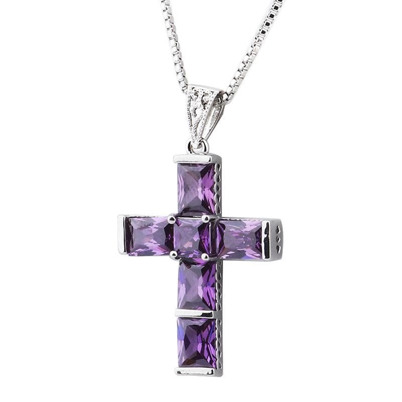 Amethyst Cross Pendant(Without Necklace)