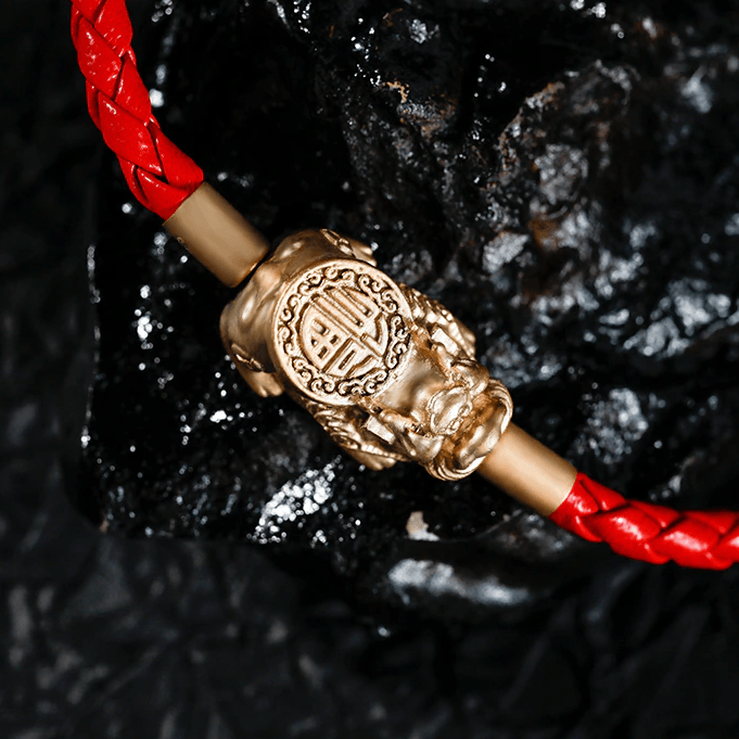 Feng Shui Pixiu & Braided Leather WEALTH Bracelet