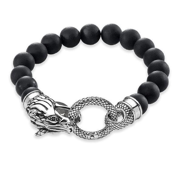 Tibetan Silver & Black Obsidian Mighty DRAGON PROTECTION Bracelet