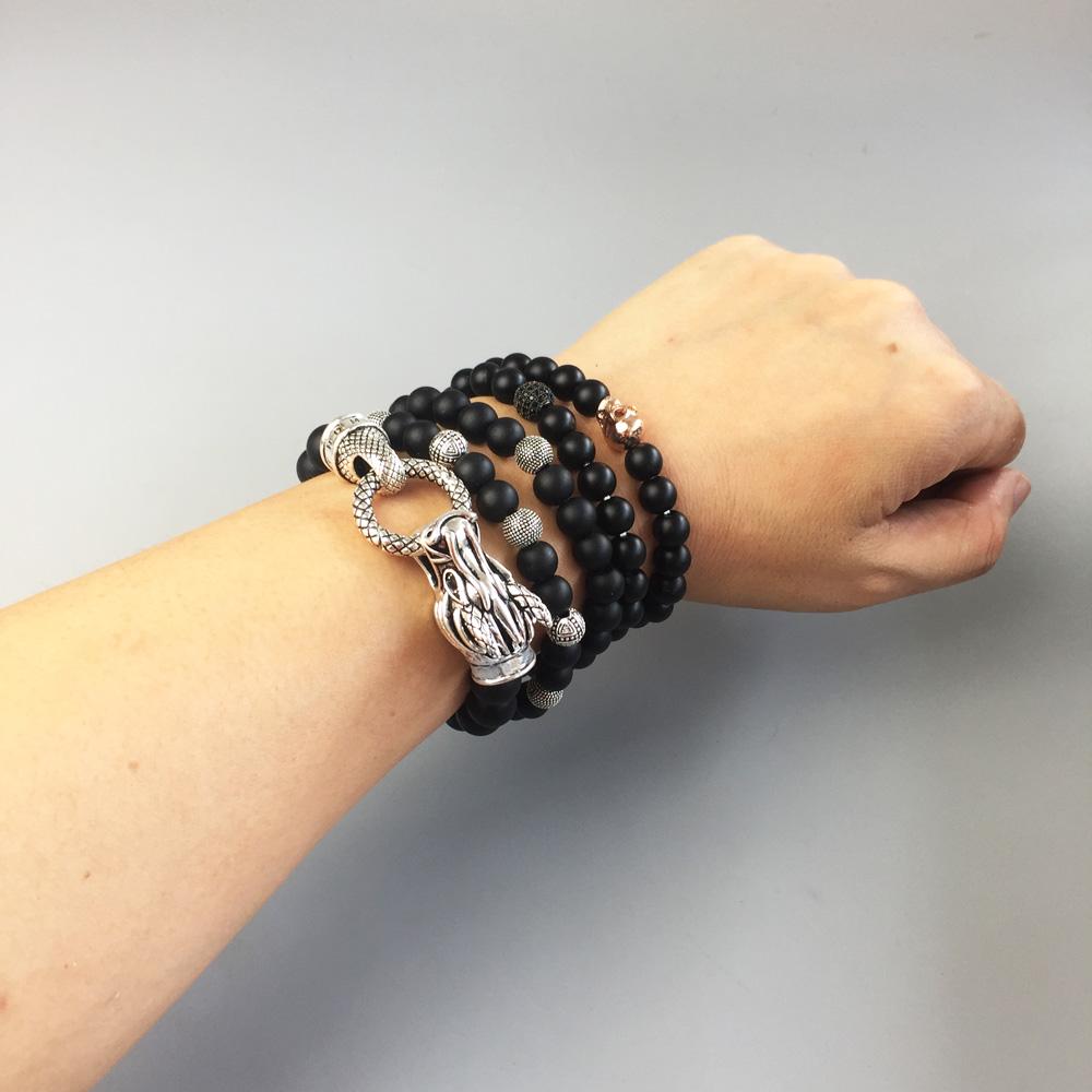 Tibetan Silver & Black Obsidian Mighty DRAGON PROTECTION Bracelet