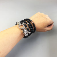 Thumbnail for Tibetan Silver & Black Obsidian Mighty DRAGON PROTECTION Bracelet