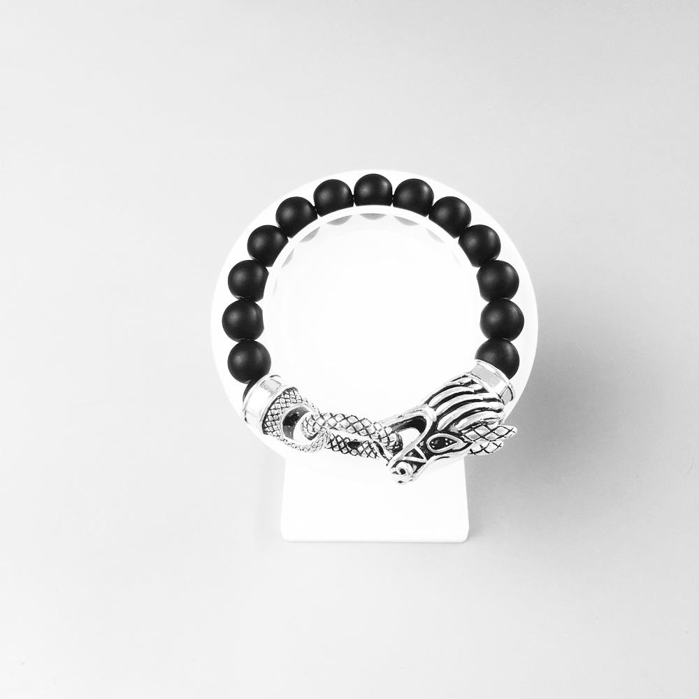 Tibetan Silver & Black Obsidian Mighty DRAGON PROTECTION Bracelet