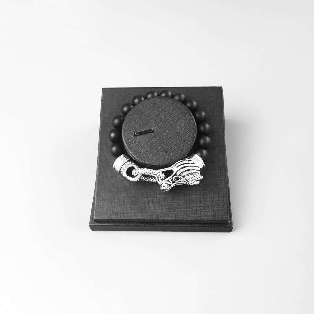 Tibetan Silver & Black Obsidian Mighty DRAGON PROTECTION Bracelet