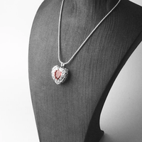 Thumbnail for Silver & Zirconia Red Winged Heart Pendant Necklace