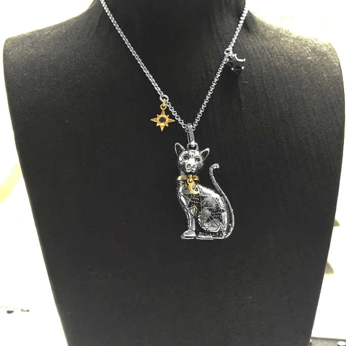 Silver & Zirconia Magic Cat Salem Pendant Necklace