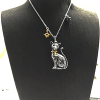 Thumbnail for Silver & Zirconia Magic Cat Salem Pendant Necklace