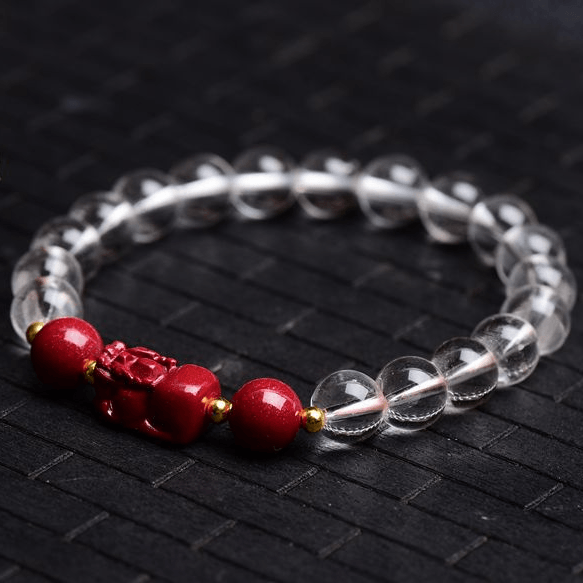 Purple Cinnabar & Natural Clear Quartz 'SPIRITUAL GROWTH' Bracelet