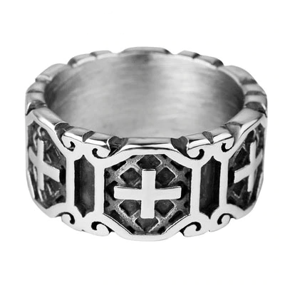 Men's Classic Stainless Steel Cross Ring