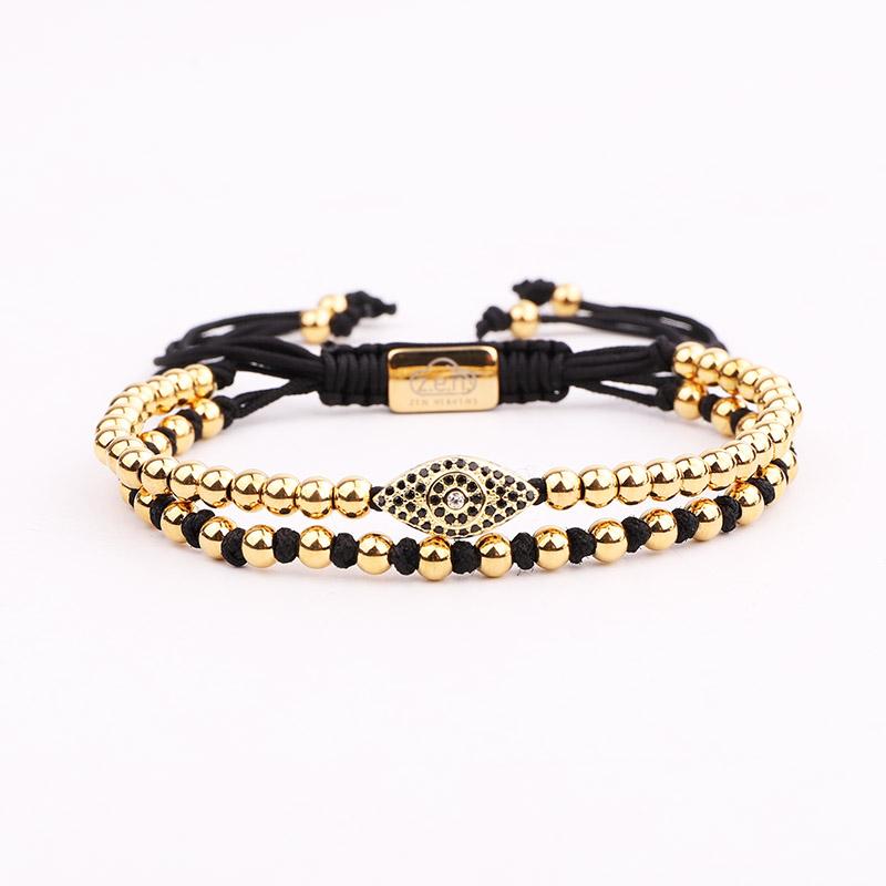 Luxury Stainless Steel & CZ Unisex EVIL EYE PROTECTION Bracelet like the Celebs-4 Metal Colors