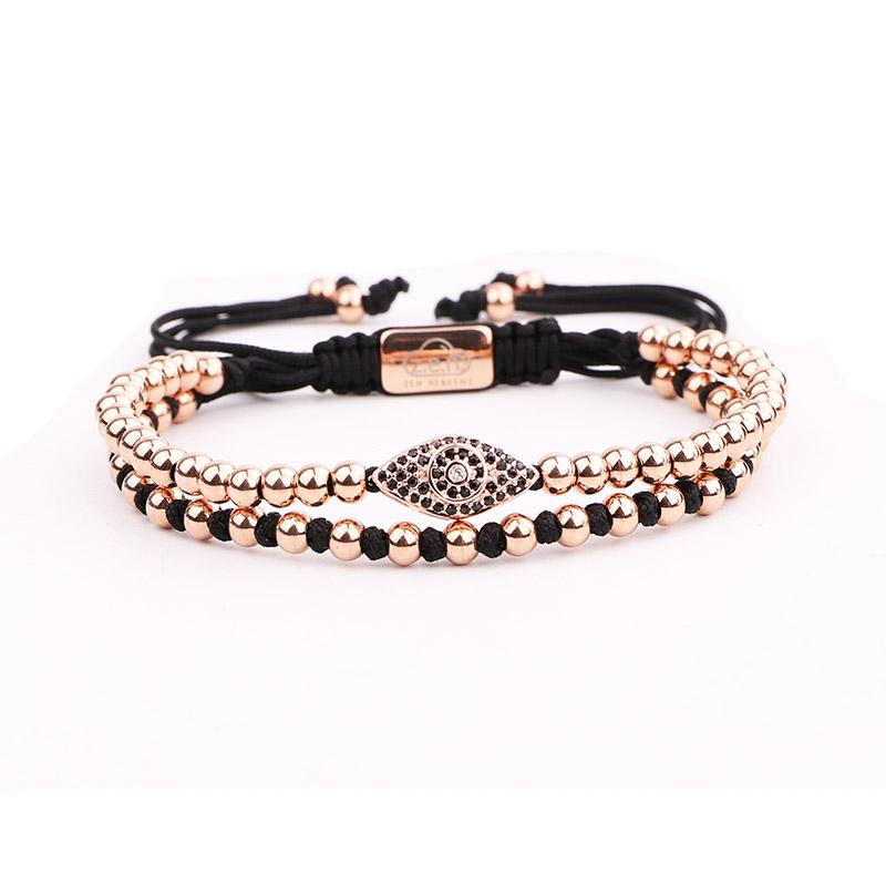 Luxury Stainless Steel & CZ Unisex EVIL EYE PROTECTION Bracelet like the Celebs-4 Metal Colors